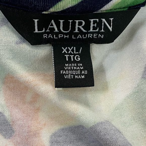 Lauren Ralph Lauren Tropical Floral Jersey Knit Belted Top Plus‎ Size XXL - Picture 12 of 14
